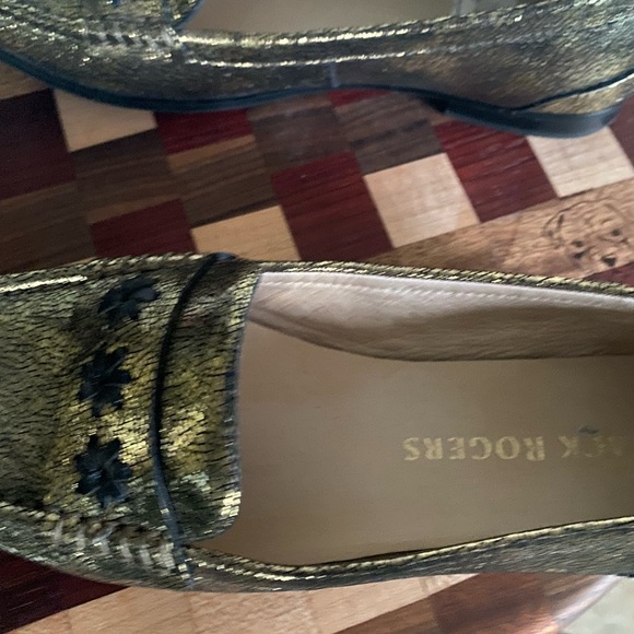 Jack Rogers Remy Loafers Metallic Gold Sparkle Slip-On Flats Preppy Academia 8B - Picture 10 of 16